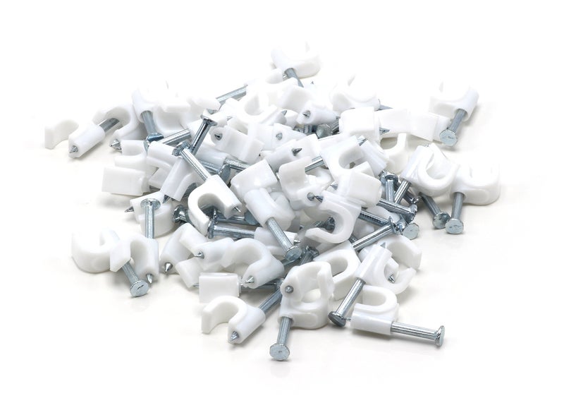 THE CIMPLE CO - Single Coaxial Cable Clips, Cat6, Electrical Wire Cable Clip, 1/4 in (6 mm) Nail Clip and Fastener, White (50 Pieces per Bag) - Image 2